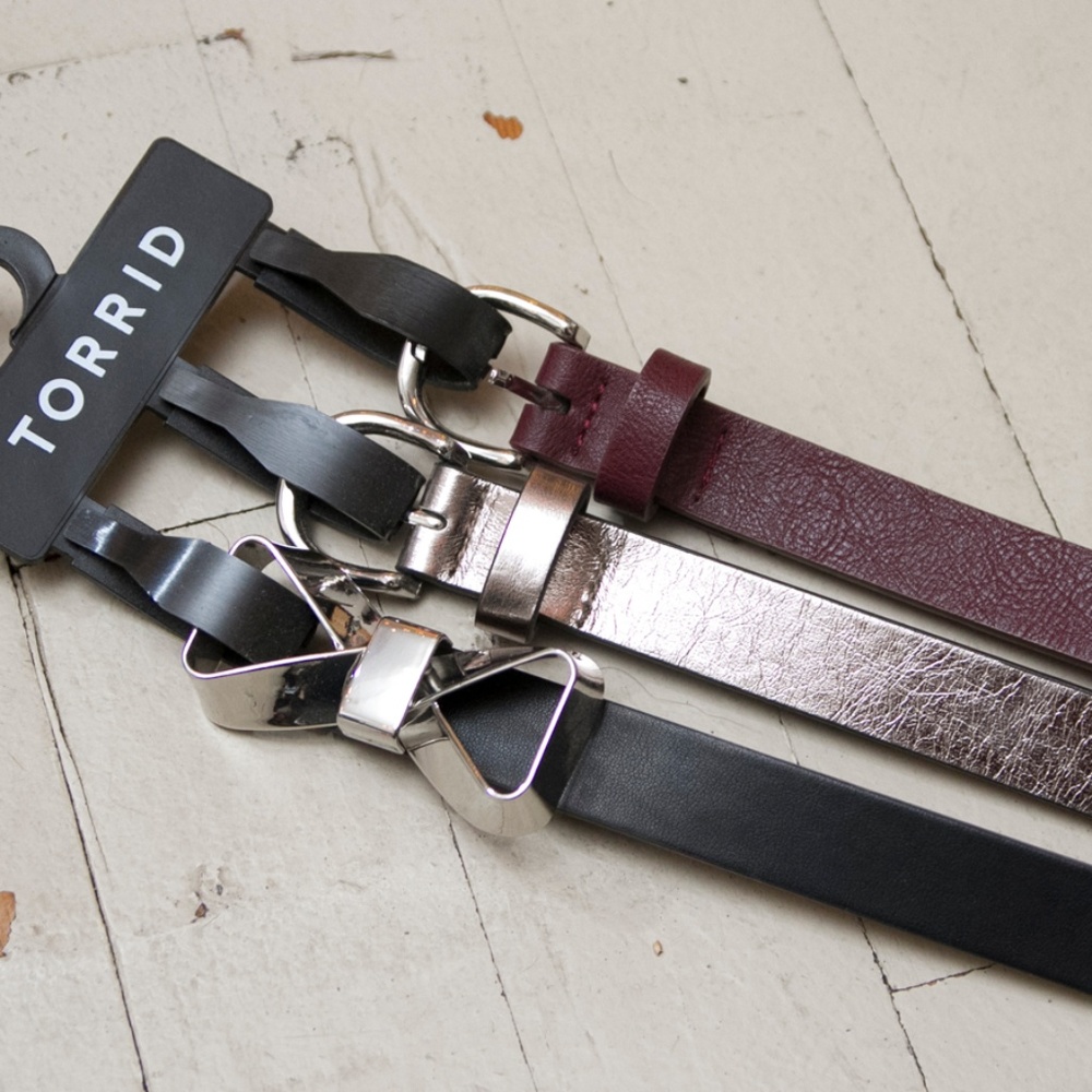 TORRID Set of 3 Belts Black Silver Maroon NEW
